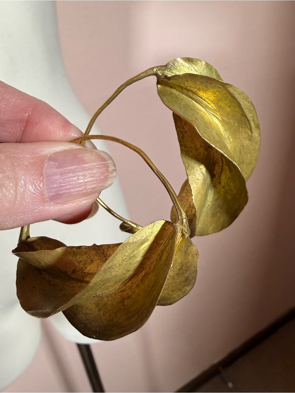 Vintage African Fulani matte gold brass modernist oversized hoop Earrings
